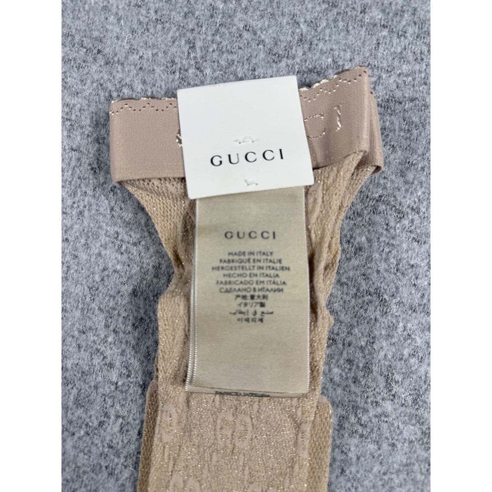 Gucci GG Pattern Lame Socks Beige Gold Metallic Monogram Size M  Made Italy